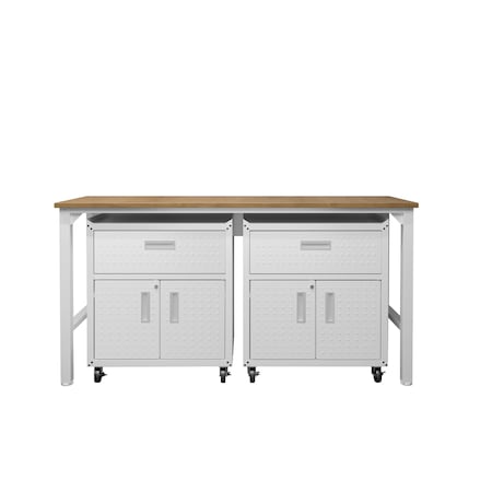 Manhattan Comfort 3-Piece Fortress Mobile Space-Saving Garage Cabinet and Worktable 4.0 17GMC-WH